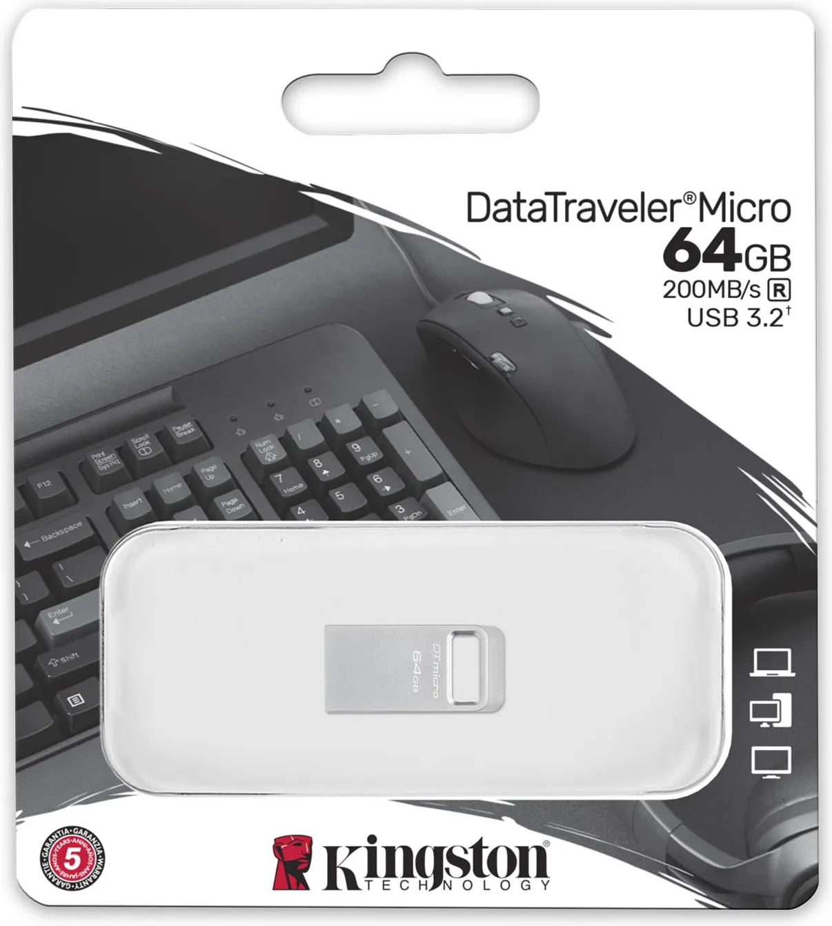 ФЛАШ ПАМЕТ Kingston DataTraveler Micro - USB flash drive - 64GB - PN DTMC3G2/64GB