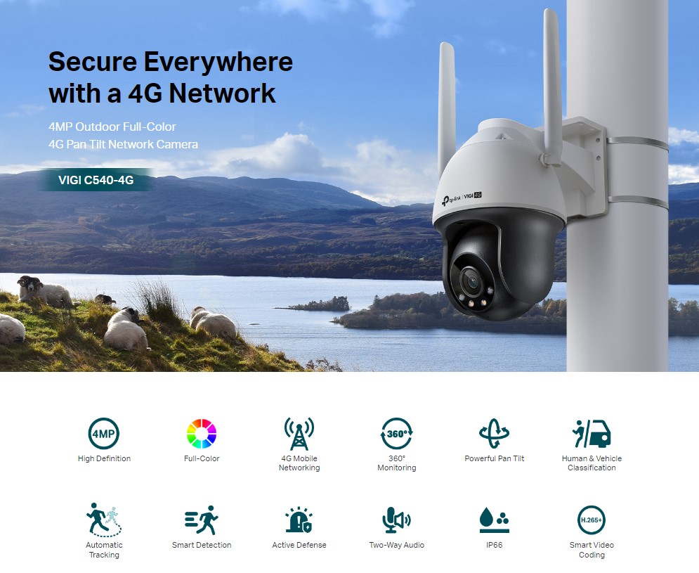 Камера за видеонаблюдение TP-LINK Surveillance camera C540-4G 4mm / VIGI C540-4G(4MM) - White/Black - PN VIGI C540-4G(4MM)