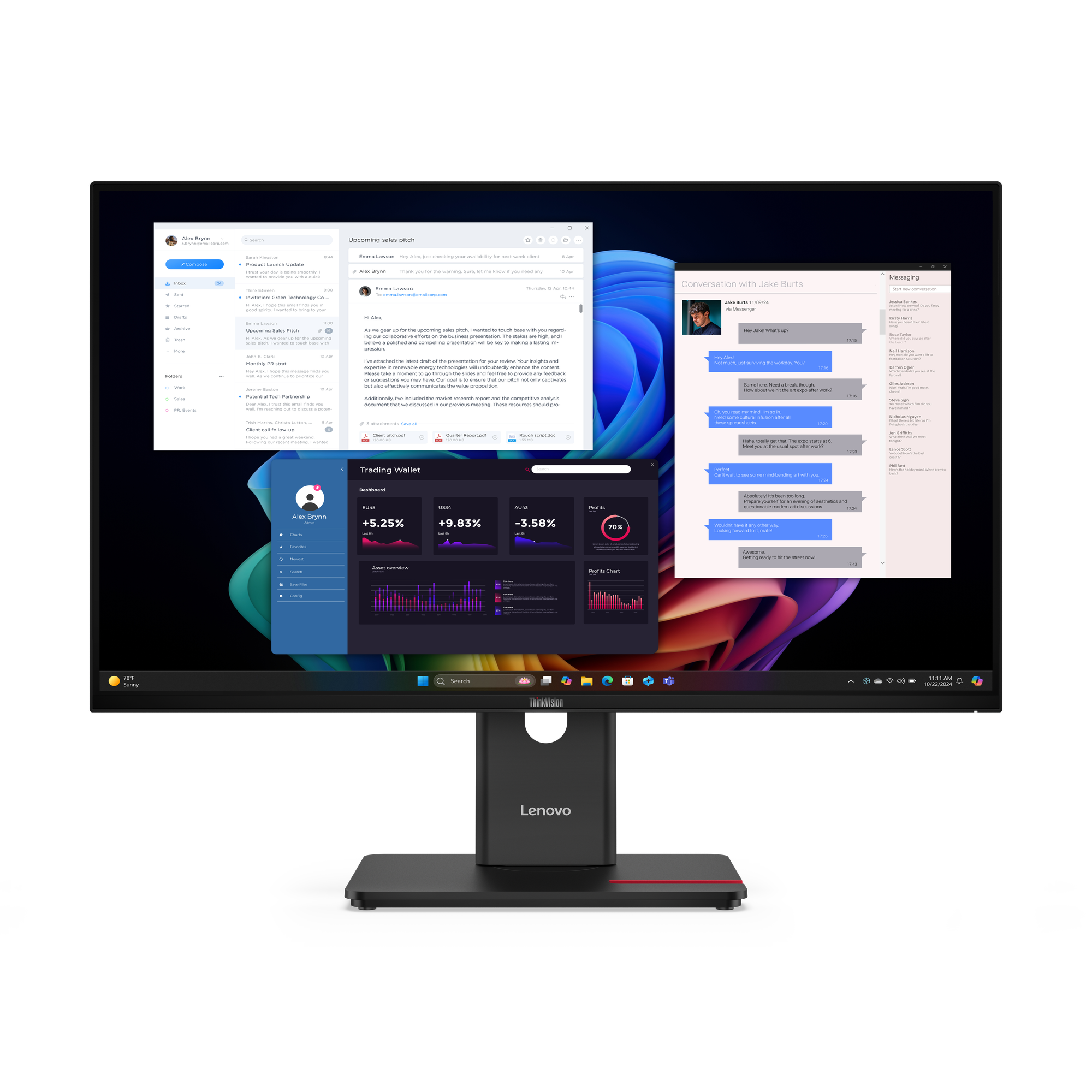 Монитор Lenovo Monitor ThinkVision T27UD-40 / 64AFGAT2EU - Black - (27") - PN 64AFGAT2EU