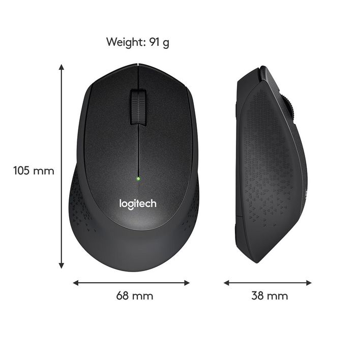 МИШКА LOGITECH M330 SILENT PLUS - 1000 dpi, USB 2.4GHz, 1xAA - Black - PN 910-004909