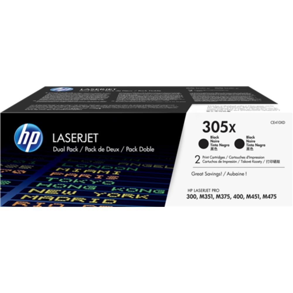 КОМПЛЕКТ 2 КАСЕТИ ЗА HP Color Laserjet PRO 300/400 Color Printer/MFP series - HIGH CAPACITY - Black - TWIN PACK - /305X/ - PN CE410XD