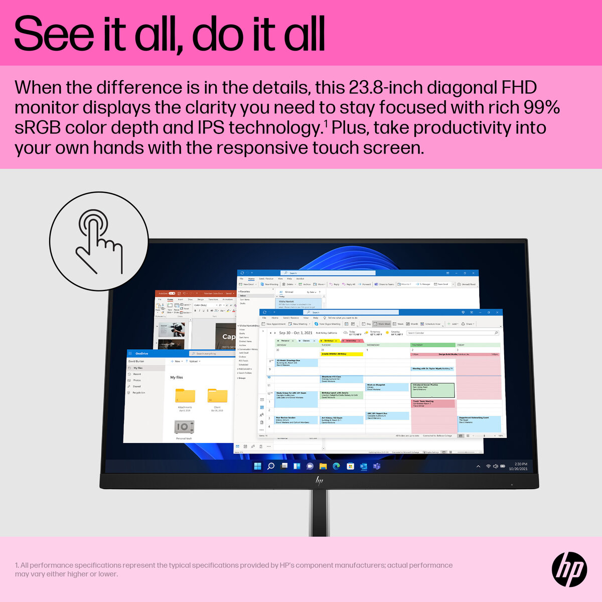 Монитор HP Monitor 6N6E6AA / 6N6E6AA#ABB Silver/Black (23.8 ") - PN 6N6E6AA#ABB