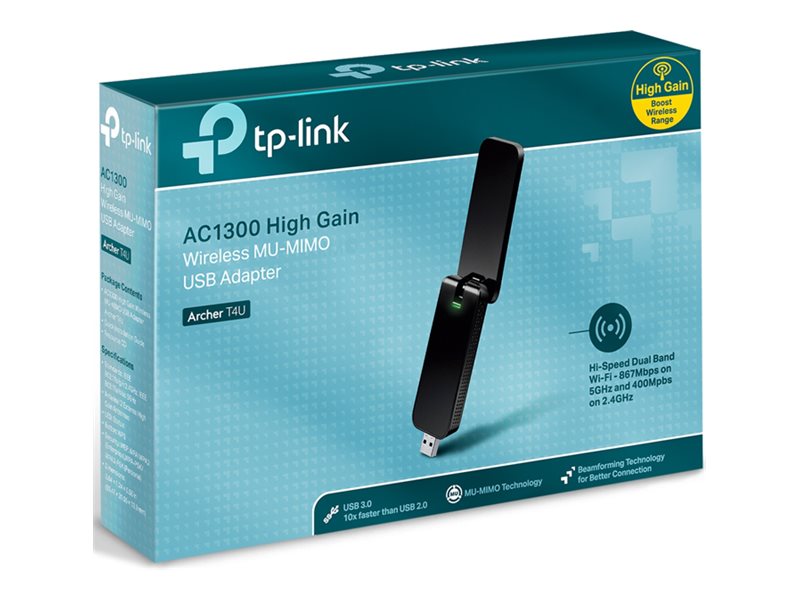 БЕЗЖИЧЕН АДАПТЕР TP-LINK ARCHER T4U - Black - PN TPLACT4U