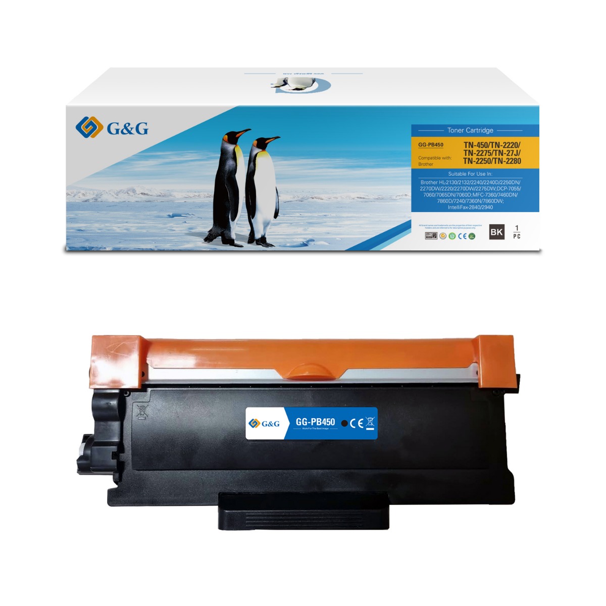 УНИВЕРСАЛНА КАСЕТА ЗА BROTHER HL 2130/2132/2240/2250/2270/DCP 7060/MFC 7360/7460DN/7680D - TN2010 (TN-2010) / TN2220 (TN-2220) - Black - PN NT-PB450 - G&G