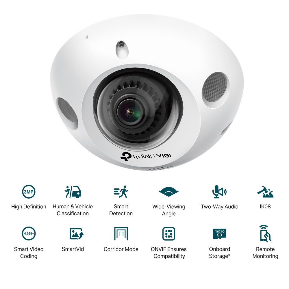 Камера за видеонаблюдение TP-LINK Surveillance camera C230I Mini 2.8mm / VIGI C230I MINI(2.8MM) - White - PN VIGI C230I MINI(2.8MM)