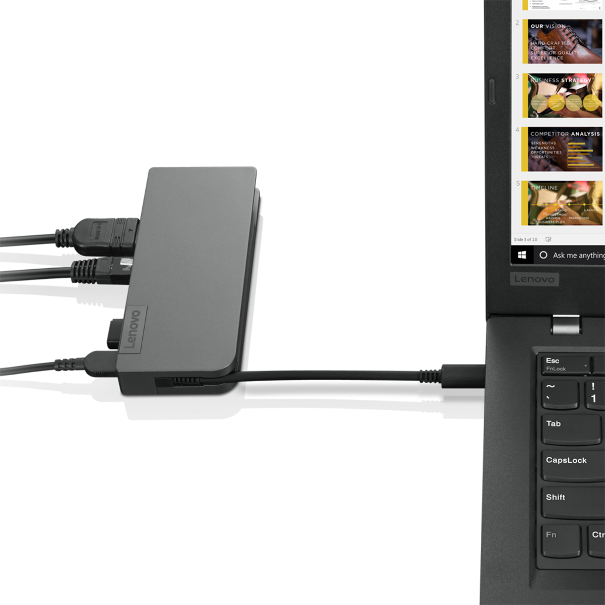 ДОКИНГ СТАНЦИЯ LENOVO Powered USB-C TRAVEL HUB - Black - PN 4X90S92381