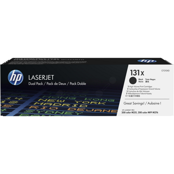 КОМПЛЕКТ 2 КАСЕТИ ЗА HP Laserjet Pro 200 Color M251/M276 series - Black - TWIN PACK - /131X/ - PN CF210XD