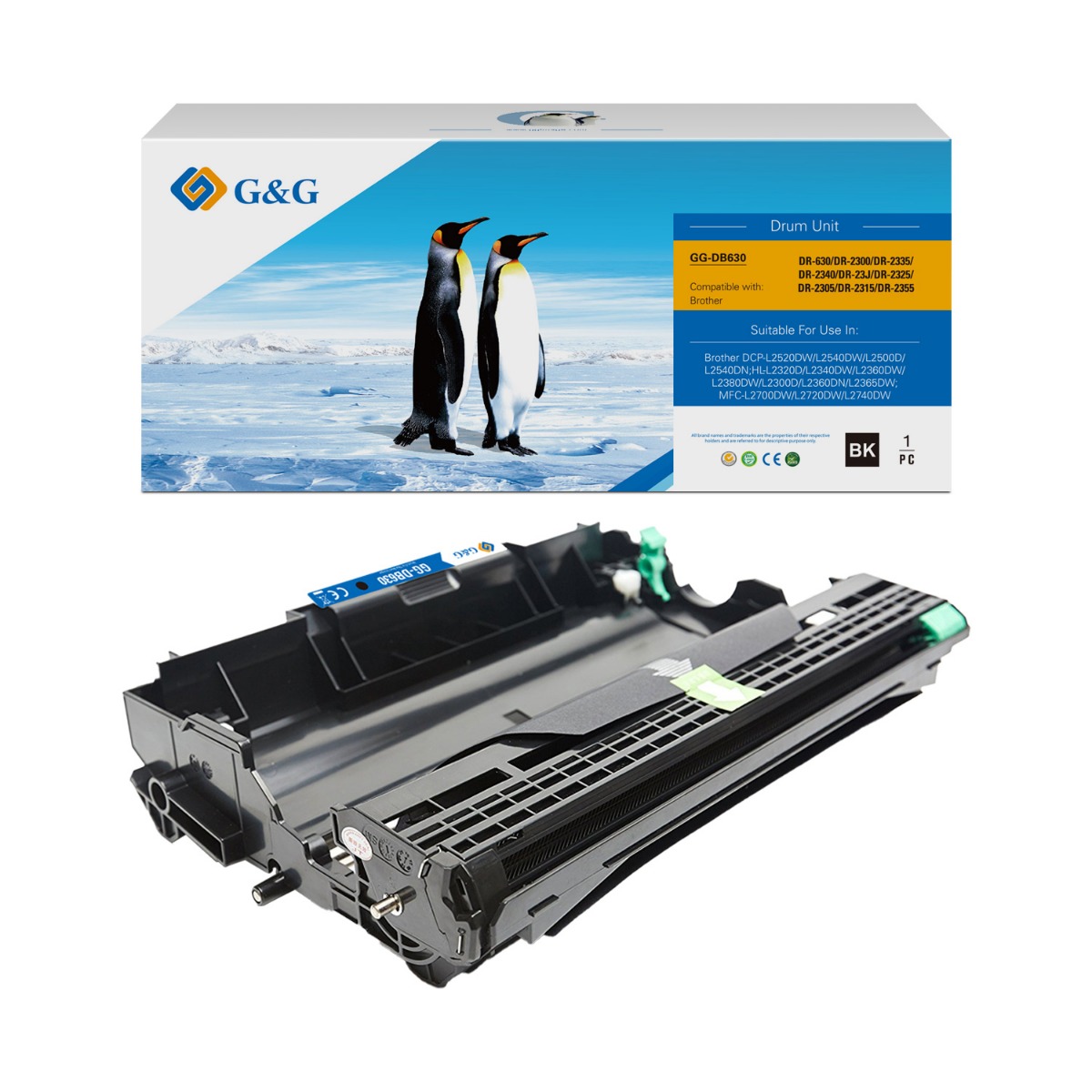 УНИВЕРСАЛНА БАРАБАННА КАСЕТА ЗА BROTHER HL L2300D/L2320D/L2340DW/L2360DN/L2365DW/DCP L2500D/L2520DW/L2540DN/MFC L2700DW/L2740DW - DR630/DR2300/DR2306/DR2325/DR2355 - DRUM UNIT - DR2300 (DR-2300) - PN NT-DB630 - G&G