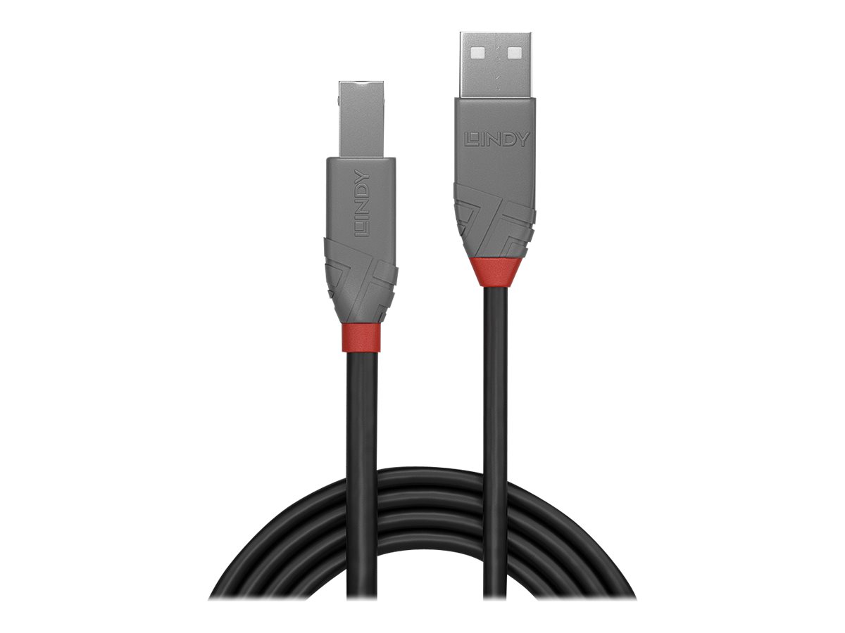 КАБЕЛ USB LINDY - USB to USB-B - USB 2.0 Type A to B Cable - Anthra Line - 3,0 m - Black - PN 36674