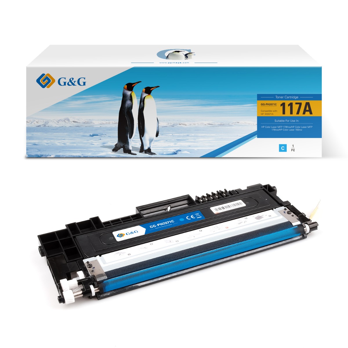 КАСЕТА (JUMBO) ЗА HP Color Laser MFP 179FNW/MFP 178NW/150NW - JUMBO - Cyan - /117A/ - W2071A - PN NT-PH2071C - G&G