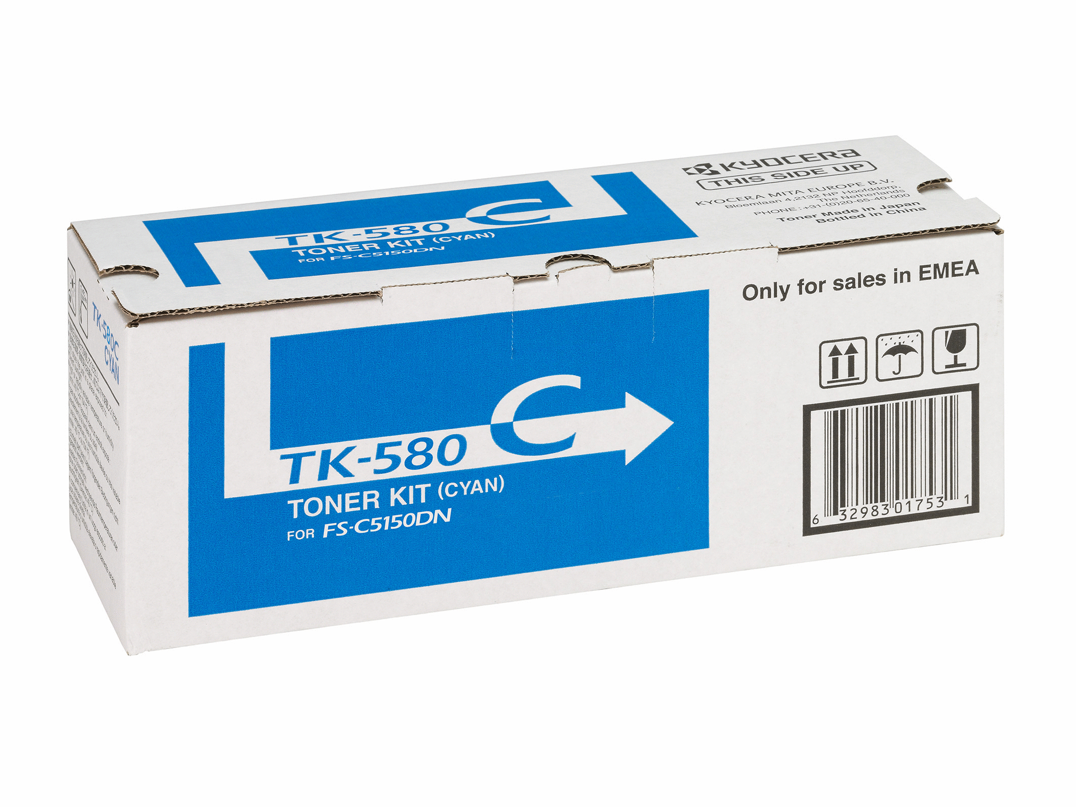 Тонер касета за Kyocera FS-C5150DN/ECOSYS P6021cdn - Toner - TK-580C (TK580C) / 1T02KTCNL0 - Cyan - PN 1T02KTCNL0