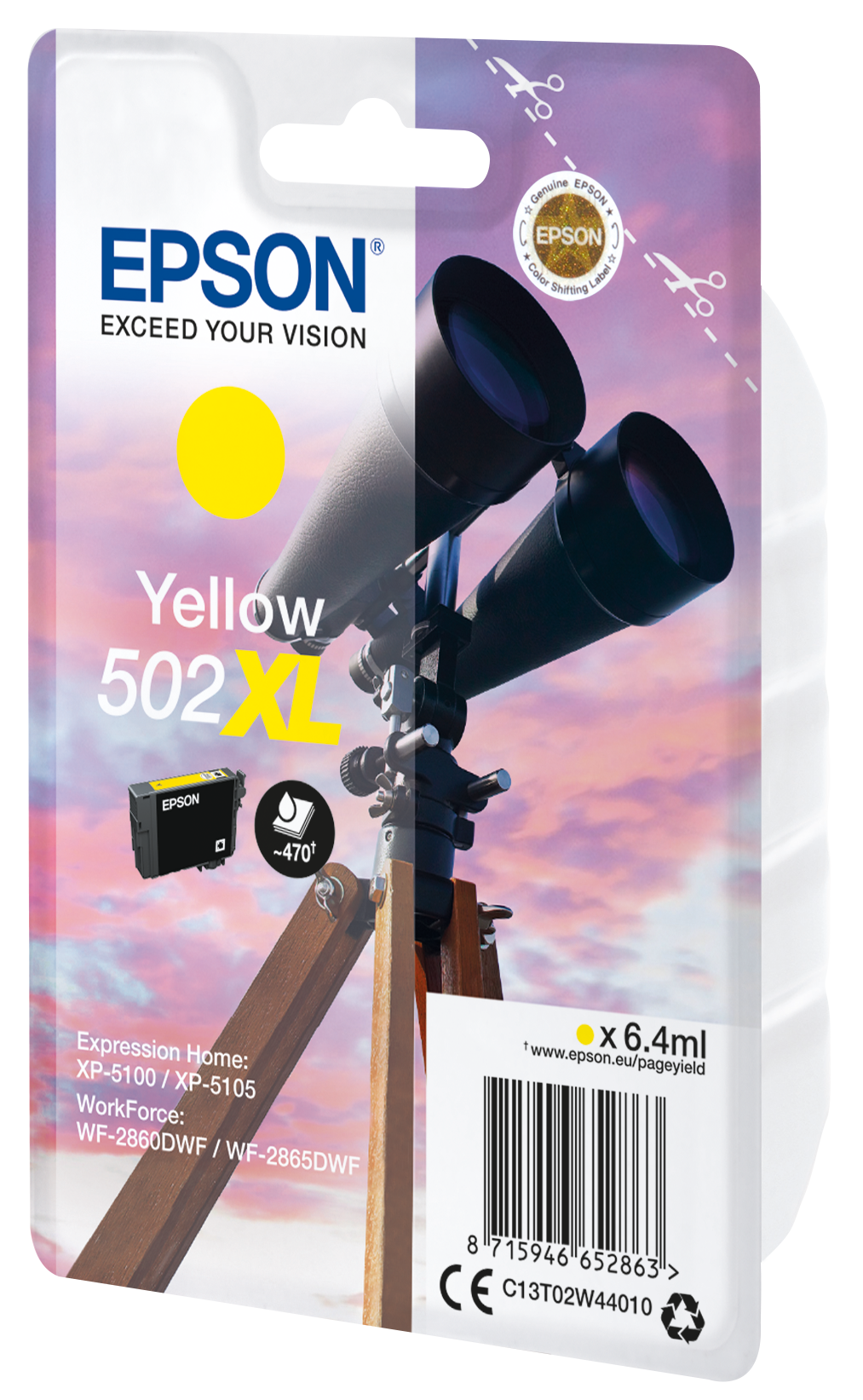 Глава за Epson Expression Home XP5100 Series - Ink - /502XL/ / C13T02W44010 - Yellow - PN C13T02W44010