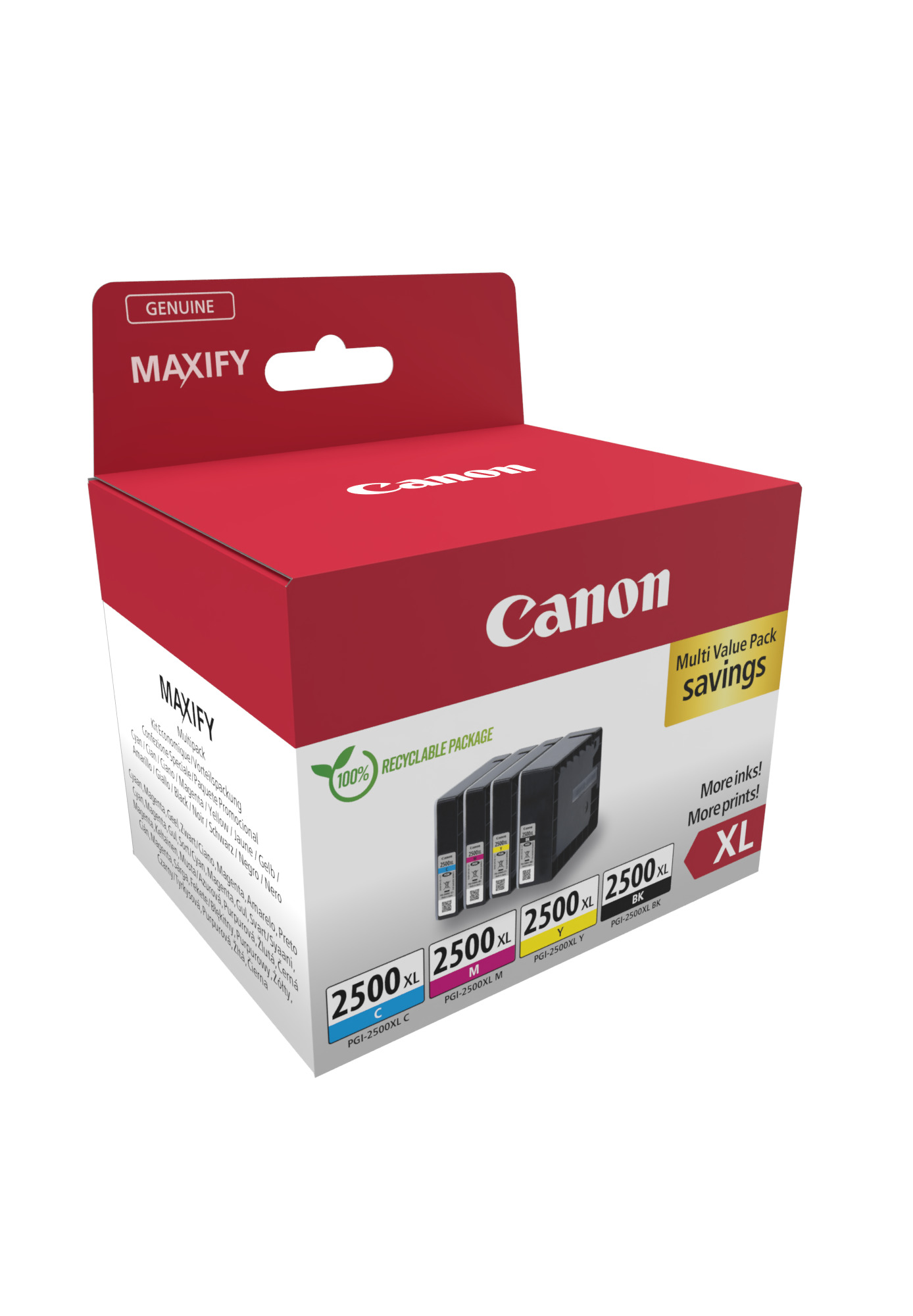 Комплект 4 глави за Canon Maxify MB5000/MB5300/iB4100/MB5100 Series - Ink - /2500/ - HIGH CAPACITY - PGI2500XL (PGI-2500XL) / 9254B010 - BK/C/M/Y - XL - PN 9254B010