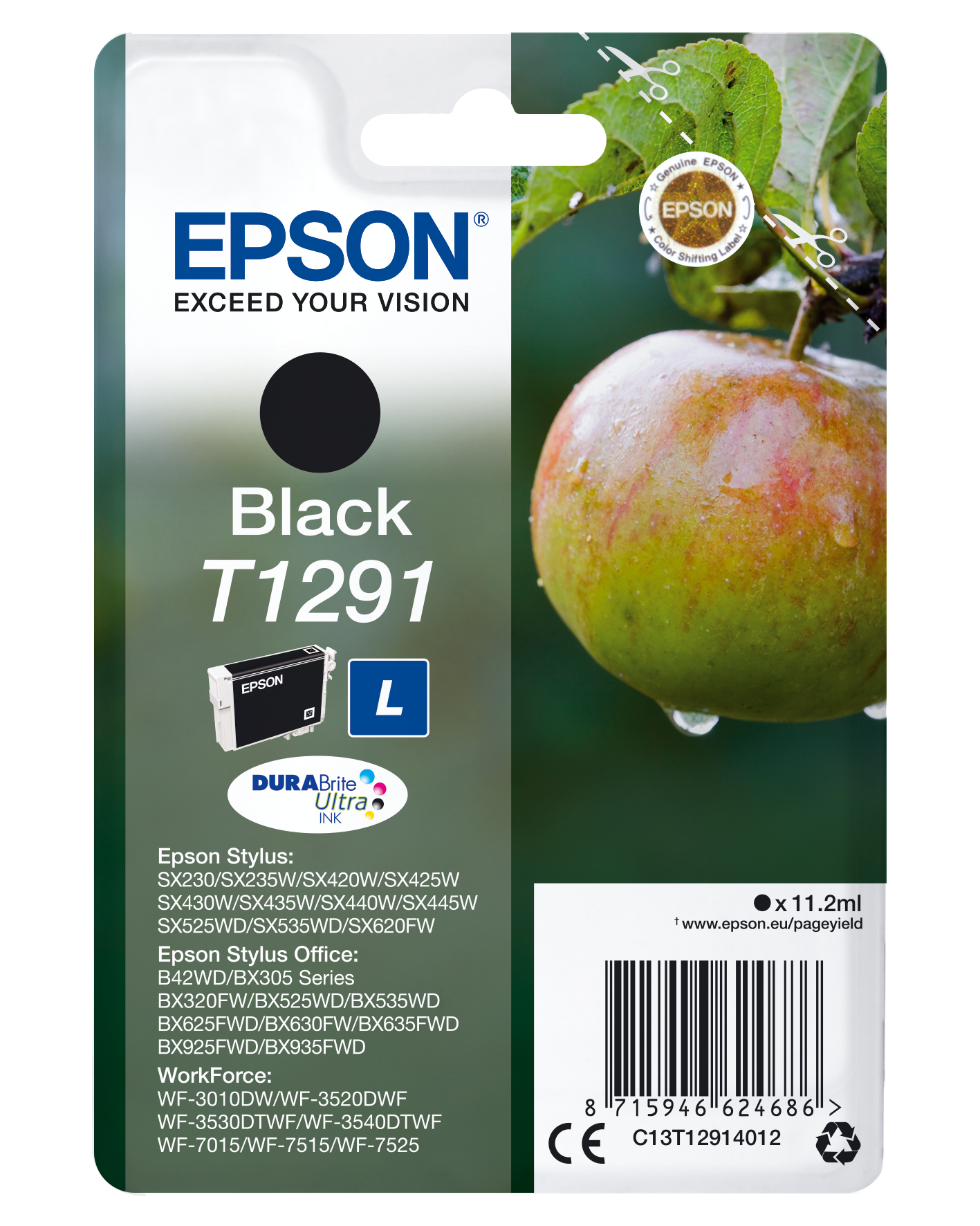 ПОВТАРЯЩ СЕ ПРОДУКТ НАЛИЧЕН Глава за Epson WorkForce WF3500 Series/Stylus SX430/SX440/SX420 Series - Ink - T1291 / C13T12914012 - Black - PN C13T12914012