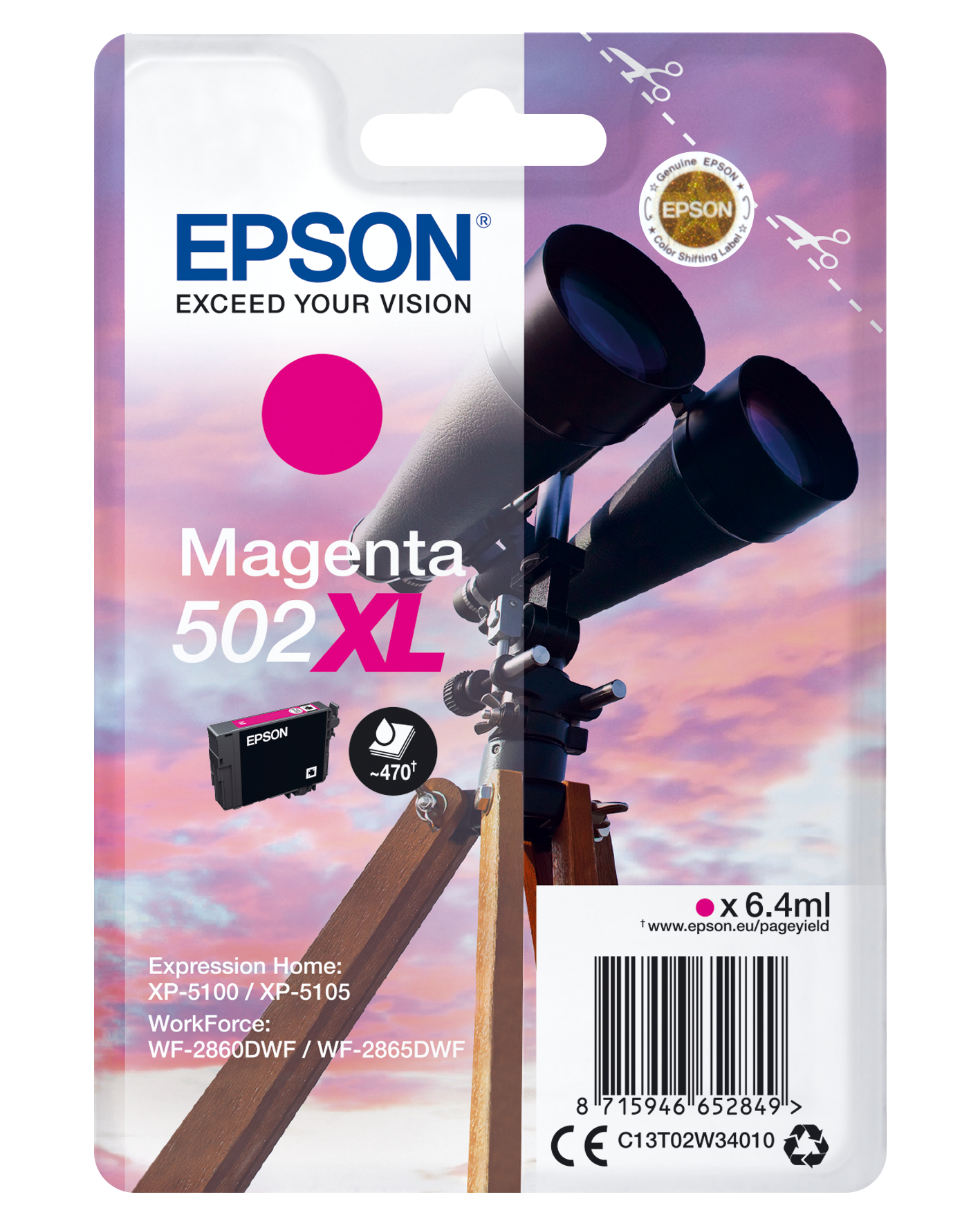 Глава за Epson Expression Home XP5100 Series - Ink - /502XL/ / C13T02W34010 - Magenta - PN C13T02W34010