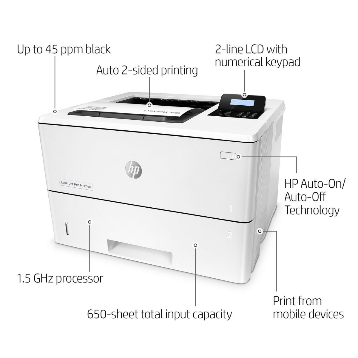 ЛАЗЕРЕН ПРИНТЕР HEWLETT PACKARD Laserjet PRO 501DN - J8H61A #B19