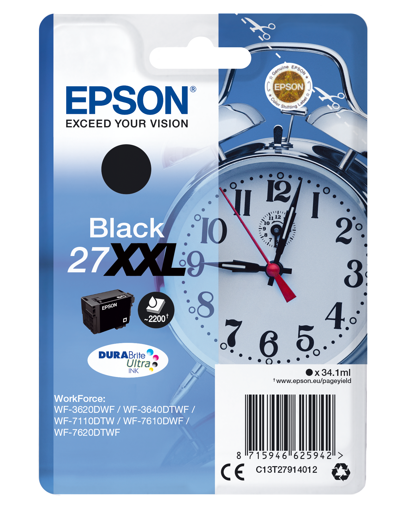 Глава за Epson WorkForce WF-3600/WF-7600/WF-7700 Series - Ink - /27XXL/ / C13T27914012 - Black - XXL - PN C13T27914012