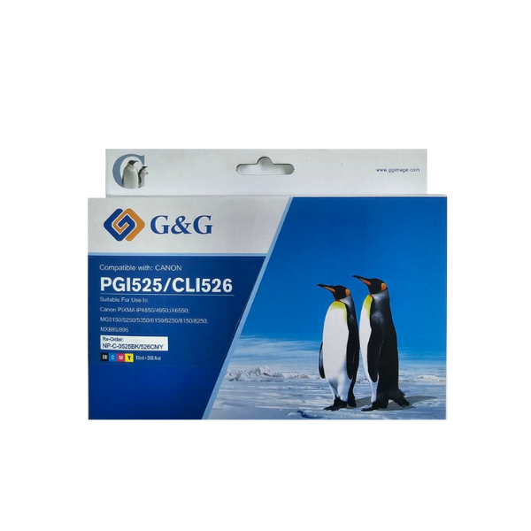 КОМПЛЕКТ 4 ГЛАВИ CANON PIXMA iP 4850/MG5150/5250/6150/8150 - Multi Packink tank With Chip - PGI-525PGBK/CLI-526C/CLI-526M/CLI-526Y - PN NC-C-0525BK/526C/M/Y - 4 pack - G&G