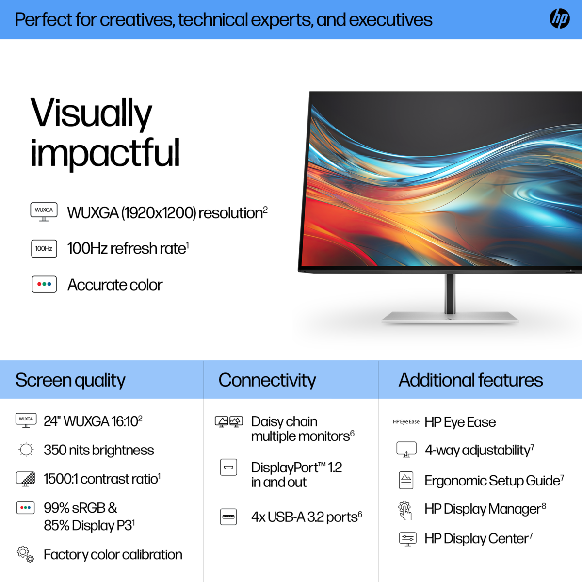 Монитор 24" HP Monitor 8X534AA / 8X534AA#ABB Silver/Black - PN 8X534AA#ABB