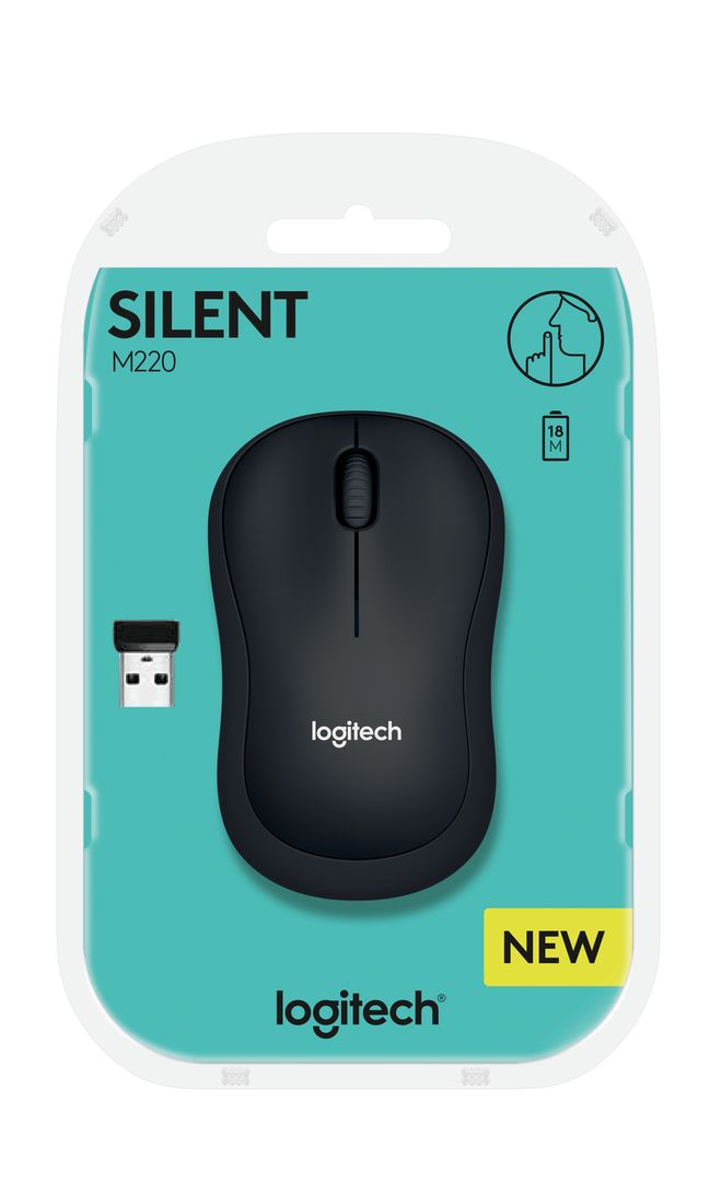 МИШКА LOGITECH M220 SILENT - USB - 2.4 GHz, Optical 1000 dpi - Wireless / Безжична - Black - PN 910-004878