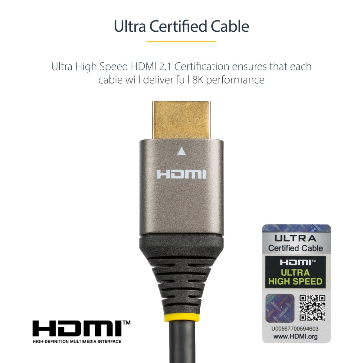 КАБЕЛ HDMI STARTECH - HDMI cable with Ethernet - 2,0 m - Black/Grey - PN HDMM21V2M