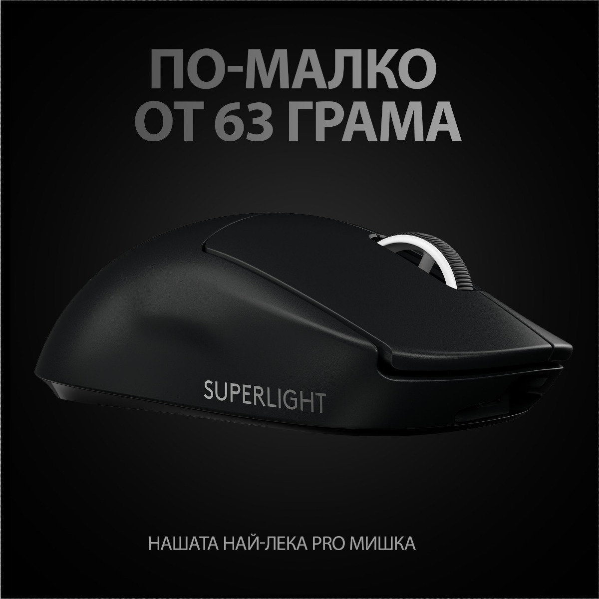 ГЕЙМЪРСКА МИШКА LOGITECH PRO X SUPERLIGHT - Wireless - Black - PN 910-005880