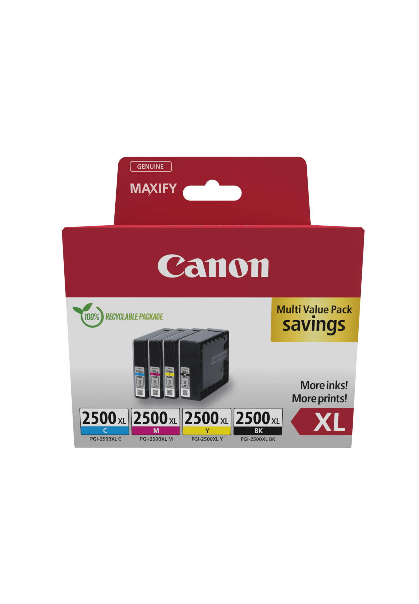 Комплект 4 глави за Canon Maxify MB5000/MB5300/iB4100/MB5100 Series - Ink - /2500/ - HIGH CAPACITY - PGI2500XL (PGI-2500XL) / 9254B010 - BK/C/M/Y - XL - PN 9254B010