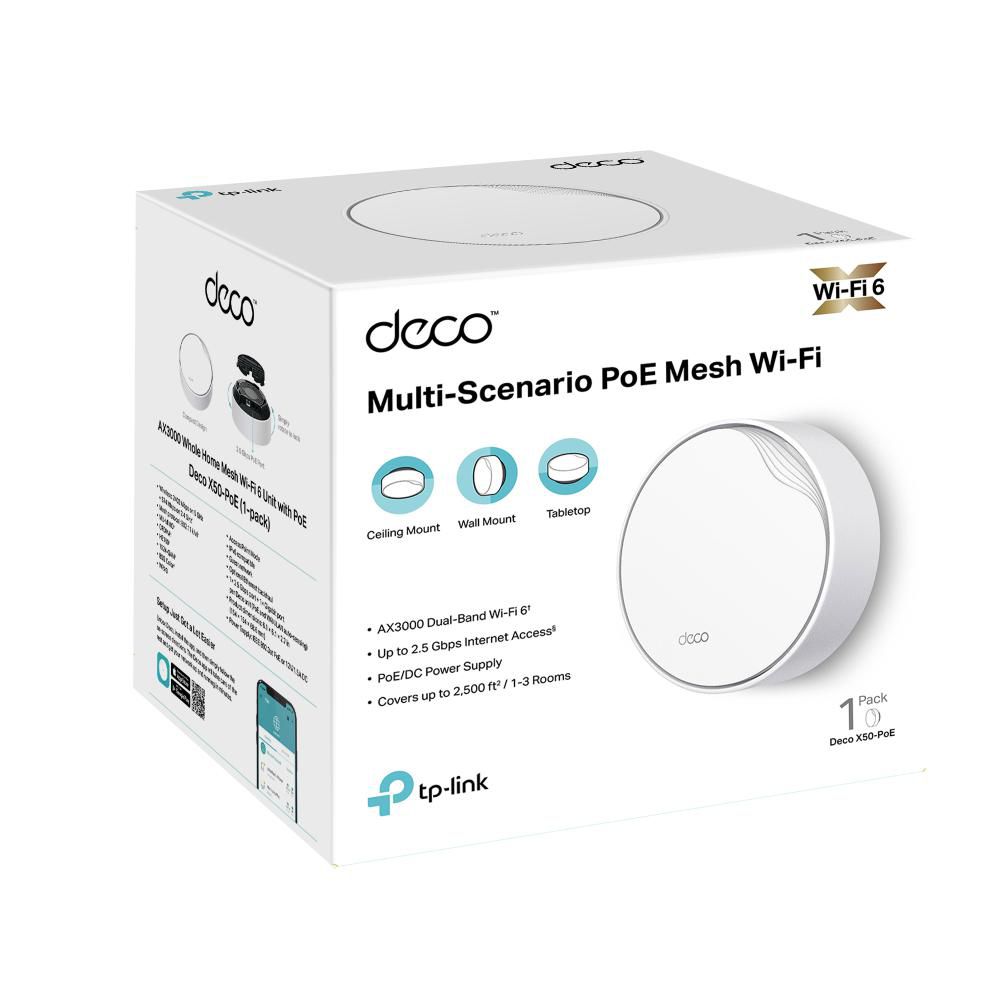 Безжична Wi-Fi система TP-LINK Mesh-WLAN-System X50-POE / DECO X50-POE(1-PACK) - White - PN DECO X50-POE(1-PACK)