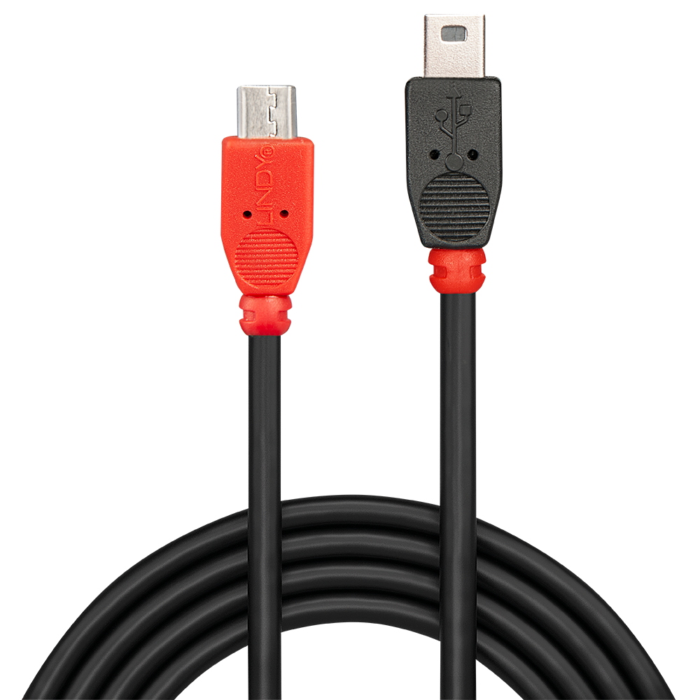 КАБЕЛ USB LINDY - mini-USB Type B (M) to Micro-USB Type B (M) / USB 2.0 OTG - 2,0 m - Black - PN 31719