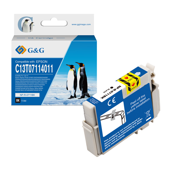 ГЛАВА ЗА EPSON D78/92/120/DX 4000/4050/4400/4450/5000/5050/6000/6050/7000F/7400/7450/S20/SX 205/400/NX 400/BX 300F - Black - T0711/T0891/T1001 - PN NP-R-0711BK - G&G