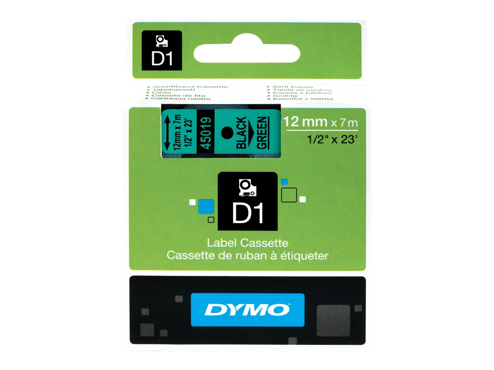 Лента за етикетни принтери Dymo Ribbon 45019 / S0720590 - Black on Green - PN S0720590 +