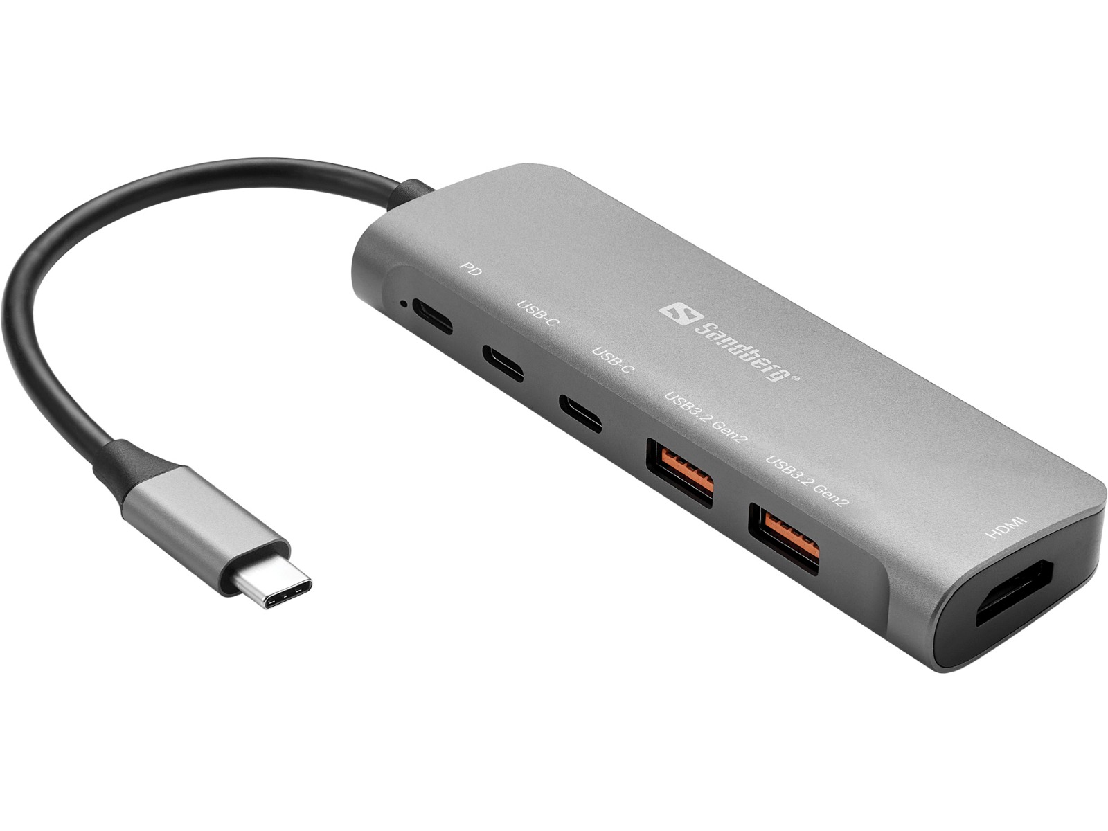 ДОКИНГ СТАНЦИЯ SANDBERG USB-C Dock HDMI + 2xUSB-A + 2xUSB-C + PD100W - Grey - PN 136-65