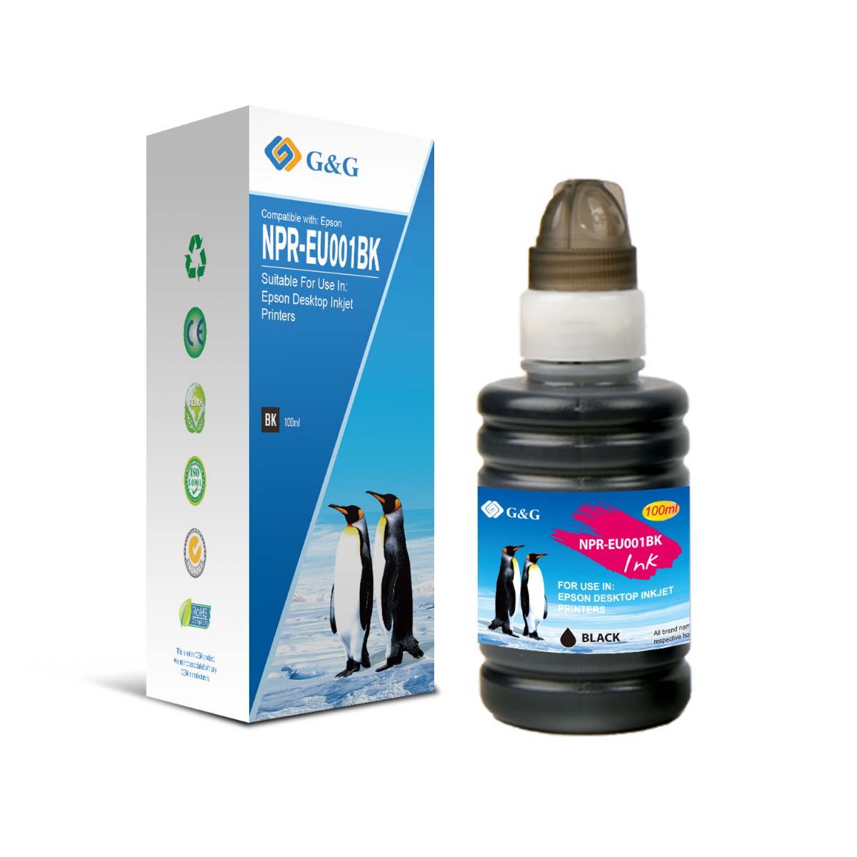 БУТИЛКА УНИВЕРСАЛНО МАСТИЛО ЗА CANON/HP/LEXMARK/BROTHER - Black - PN NI-0110BK/NPR-UU001BK - G&G