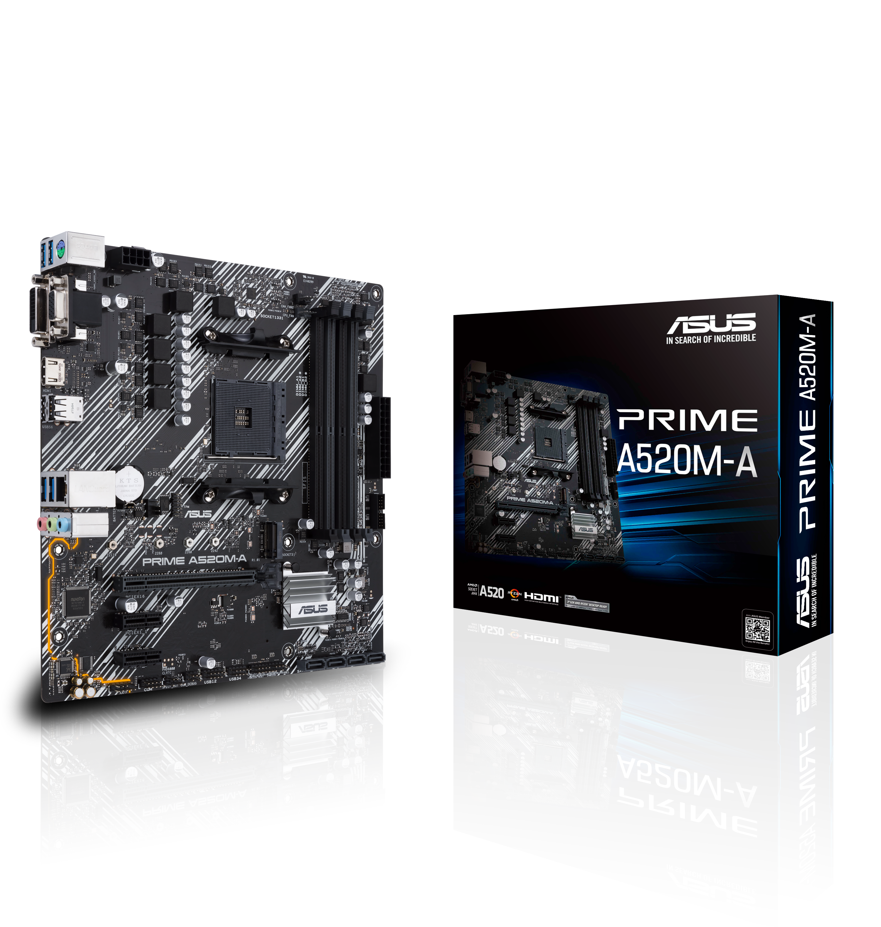 Дънна платка Asus Motherboard Prime A520M-A II / 90MB17H0-M0EAYC - Black / Light gray - PN 90MB17H0-M0EAYC