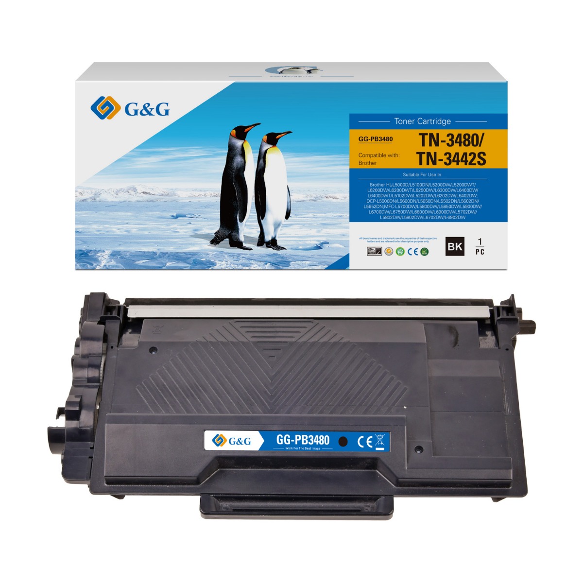 КАСЕТА ЗА BROTHER HL L5000/L5100/L5200/L6250/L6300/L6400/DCP L5500/L6600/MFC L5700/L5750/L6800/L6900 - HIGH CAPACITY - TN3480 (TN-3480) - Black - PN NT-PB3480 - G&G