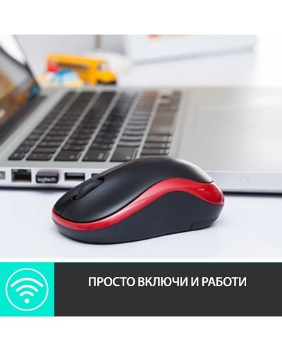 МИШКА LOGITECH M185 - Wireless / Безжична - Red - PN 910-002240
