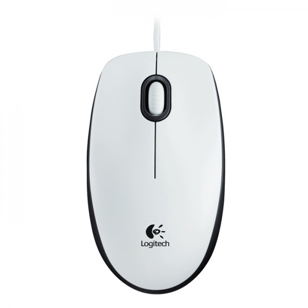 МИШКА LOGITECH M100 - Corded Mouse / Optical Tracking Sensor - Жична - White - PN 910-006764