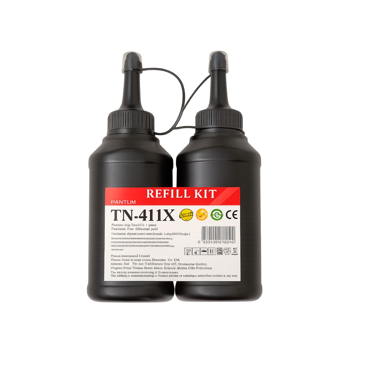 КОМПЛЕКТ ЗА РЕЦИКЛИРАНЕ НА КАСЕТИ ЗА PANTUM P3010/P3300/M6700/M7100/M6800/M7200/M7300/M7310DW - тонер бутилки 2 броя за 3000k всяка + чип 1 брой за 6000k - PN TN-411X (TN411X)