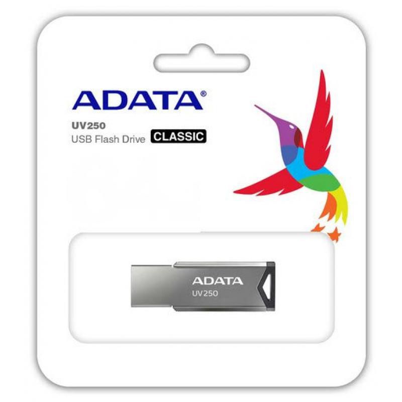 ФЛАШ ПАМЕТ ADATA UV250 - FlashDrive - USB-A 2.0 - 16 GB - Silver - PN AUV250-16G-RBK