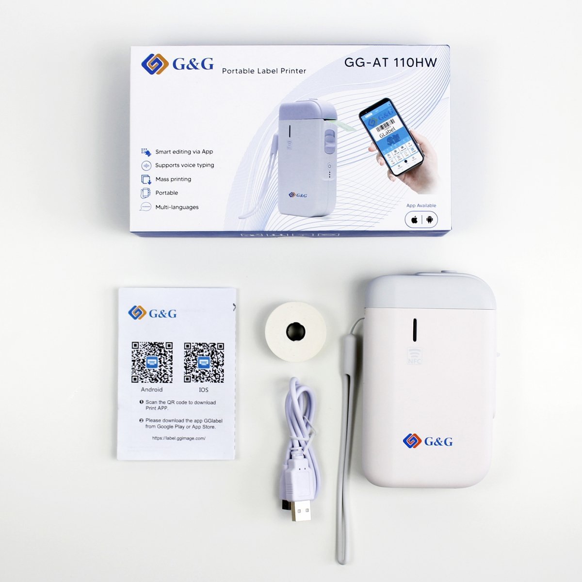 ЕТИКЕТЕН ПРИНТЕР GG-AT-110HW - PORTABLE LABEL PRINTER G&G - PN GG-AT-110HW (GGAT-110HW) (GGAT110HW)