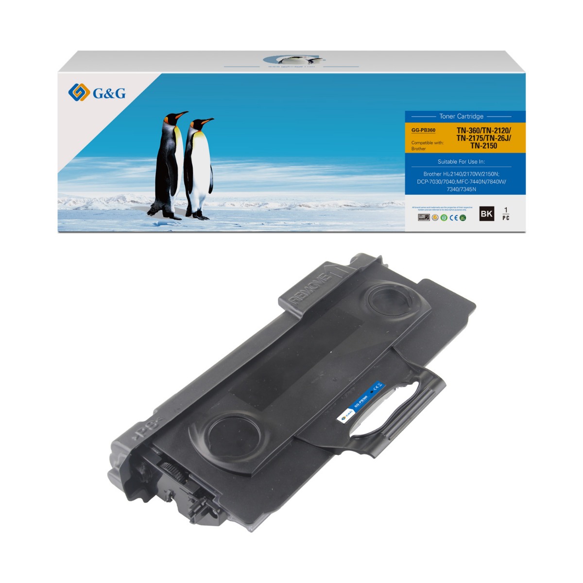УНИВЕРСАЛНА КАСЕТА ЗА BROTHER HL 2140/2150N/2170W/2100 Series/MFC 7440/7840 - TN2110 (TN-2110/) / TN2120 (TN-2120) - Black - PN NT-P0360J/NT-PB360 - G&G
