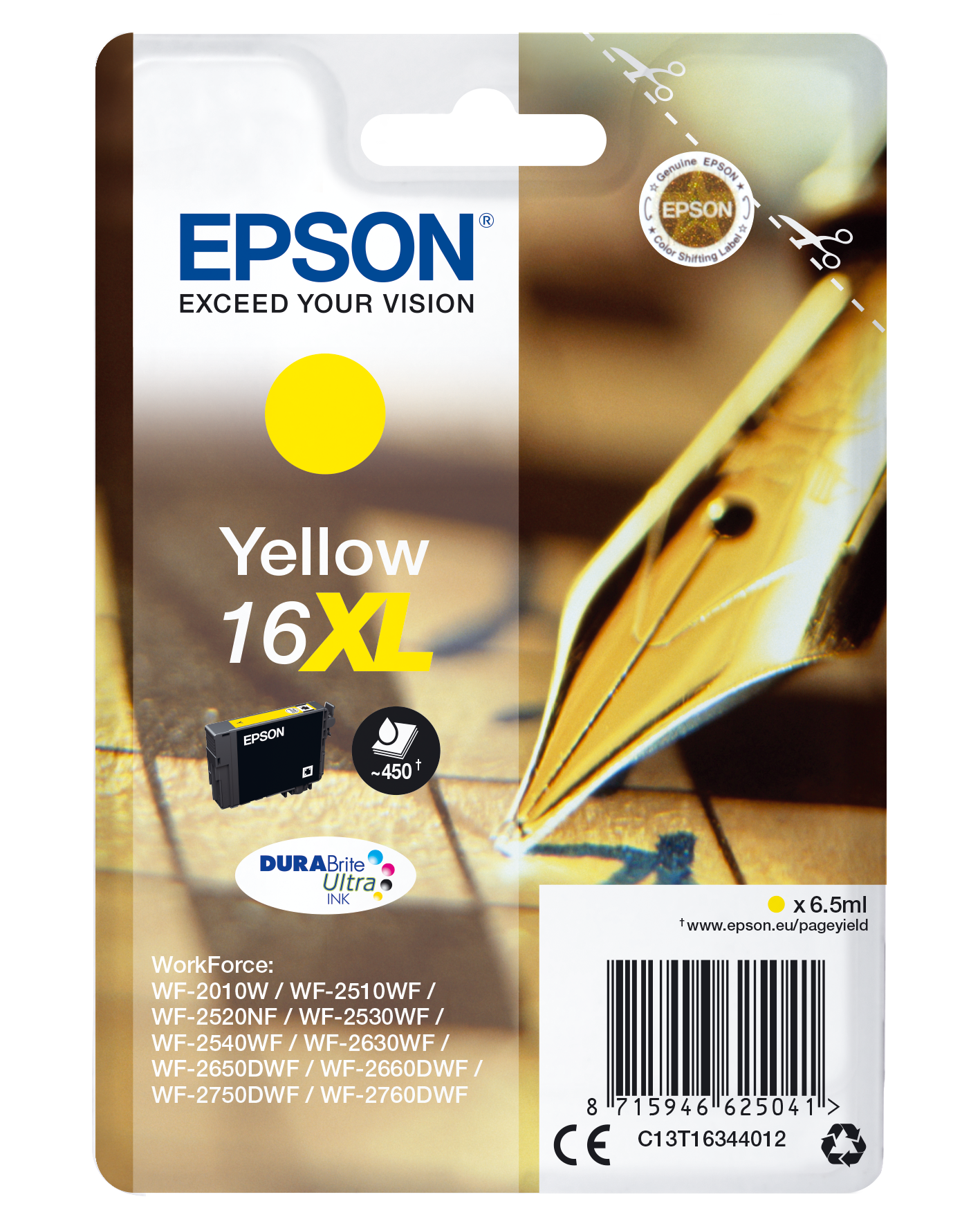Глава за Epson WorkForce WF-2500 Series - Ink - /16XL/ / C13T16344012 - Yellow - XL - PN C13T16344012