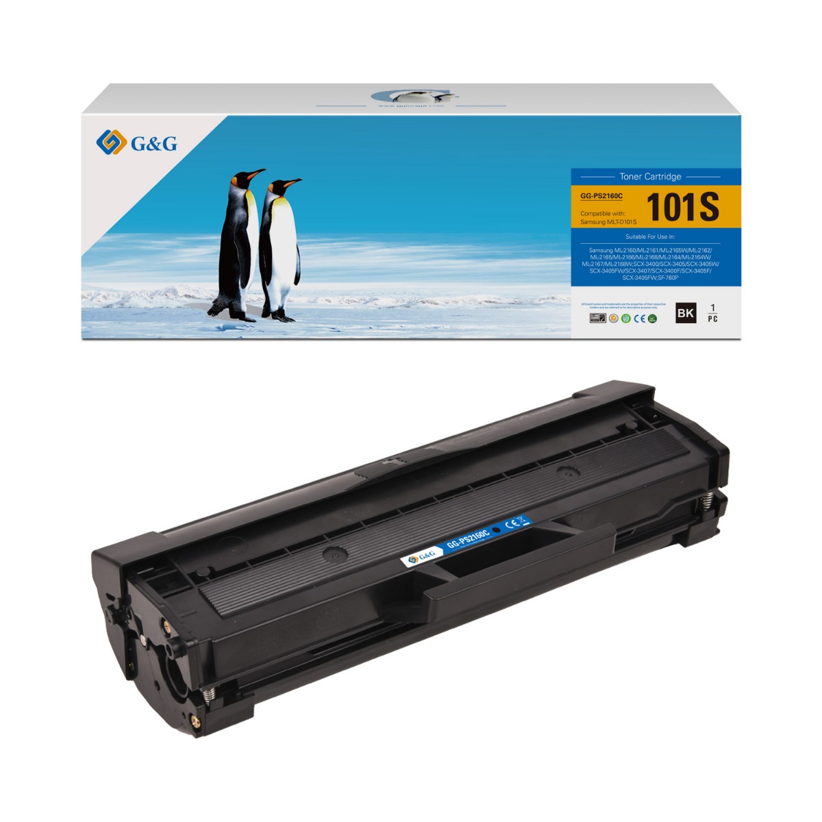 КАСЕТА ЗА SAMSUNG ML 2160/2162/2165/2165W/2168/SCX 3400/3400F/3405/3405F/3405FW/3405W/SF 760P - MLT-D101S (MLTD101S) - SU700A - Black - PN NT-PS2160C - G&G