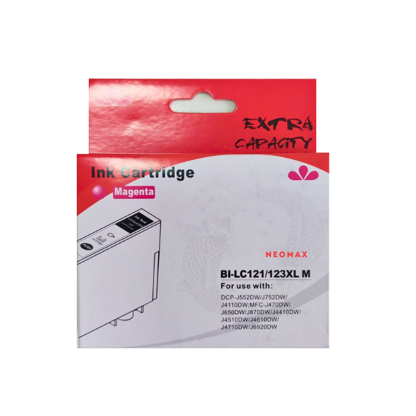 ГЛАВА ЗА BROTHER DCP J132/J152/J552/J752/J4110/MFC J470/J870/J4410/J4510 - HIGH CAPACITY - Magenta - LC123MXL (LC-123MXL) - PN BI-LC123XLM - NEOMAX 