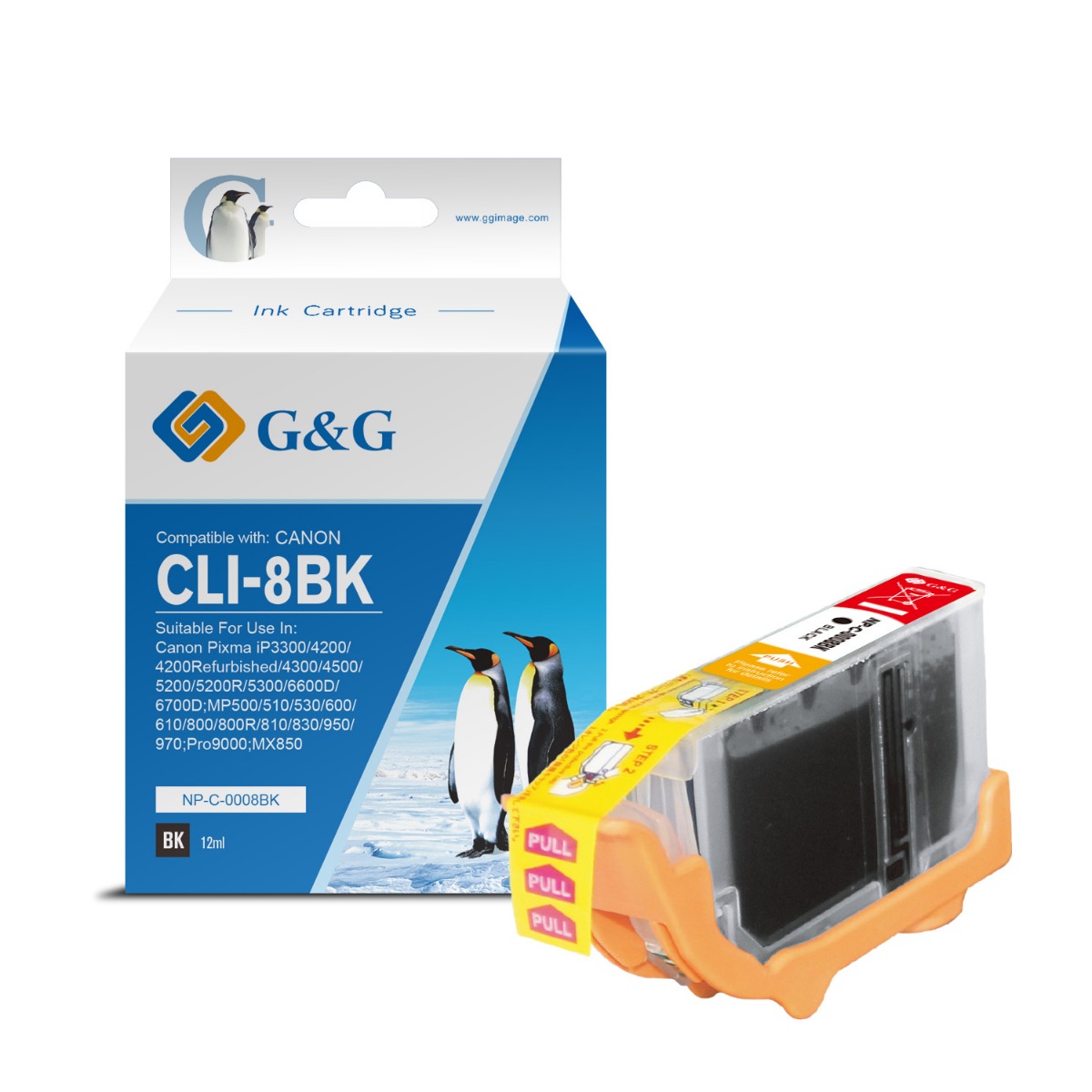 ГЛАВА ЗА CANON PIXMA IP 4200/5200/5200R/6600D/MP 500/800 - CLI-8BK (CLI8BK) - Black - Ink Tank - WITH CHIP / С ЧИП - /8/ - 0620B002 - PN NP-C-0008BK - G&G