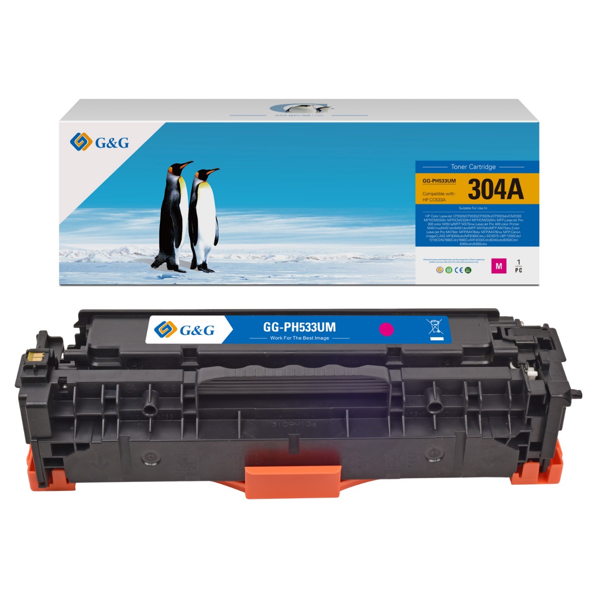 УНИВЕРСАЛНА КАСЕТА ЗА HP Color Laserjet CP2020/CP2025/CM2320/CANON MF8330/MF8340/MF8350/MF8360/MF8380/LBP7200/LBP7210/LBP7660/LBP7680 - CC533A/CE413A/CF383A/CRG-718M (CRG718M) - Magenta - PN NT-PH533UM/PH533FUM - G&G