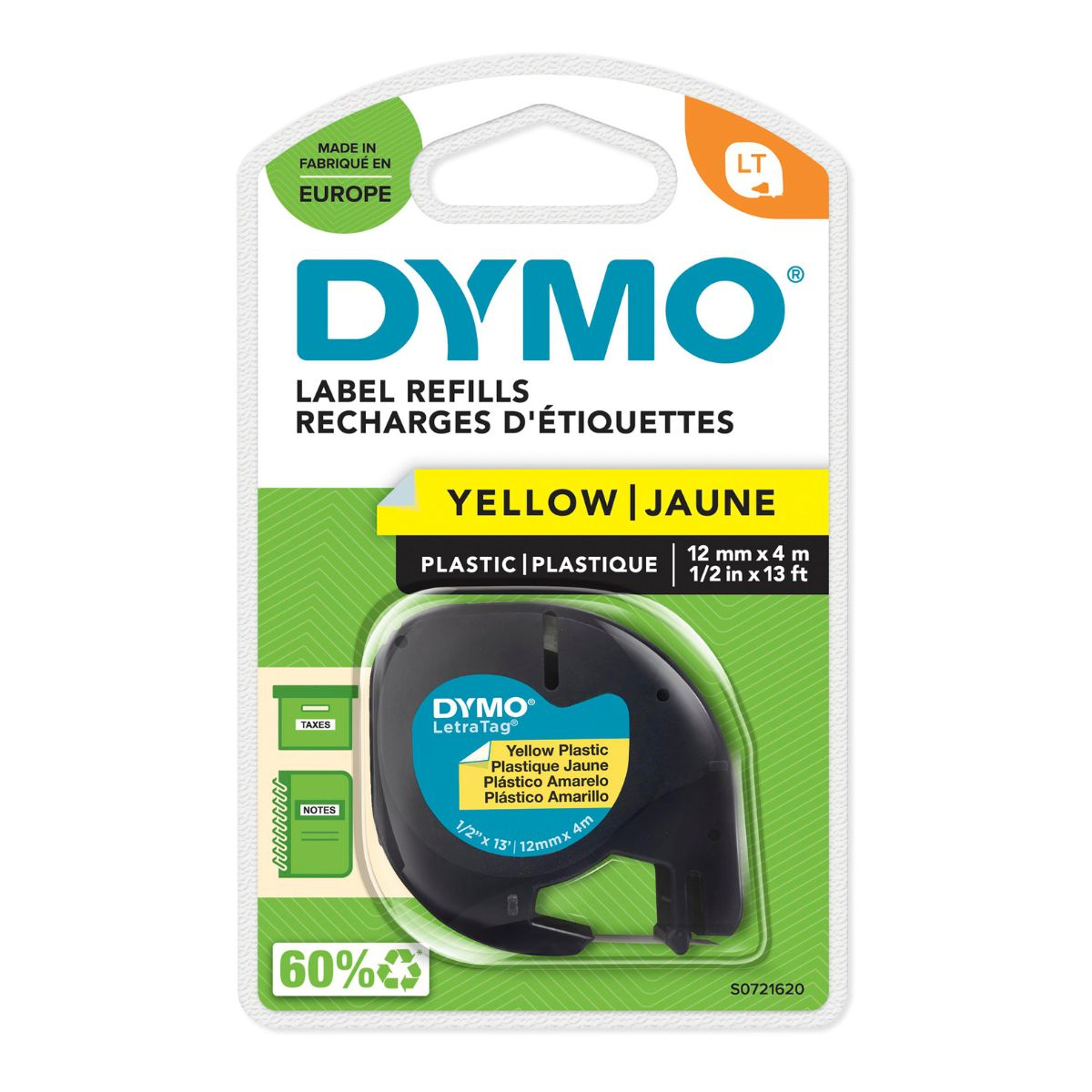 Лента за етикетни принтери Dymo Label S0721620 - Black on Yellow - PN S0721620