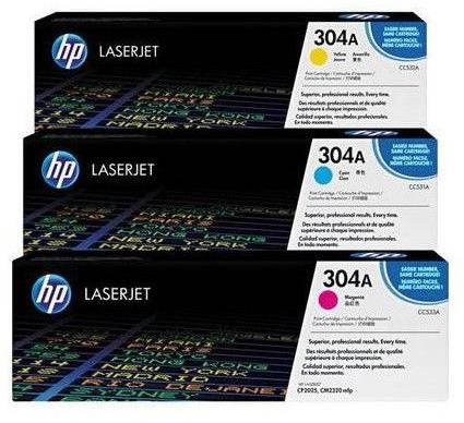 КОМПЛЕКТ 3 КАСЕТИ ЗА HP Color Laserjet CP2025/CM2320 MFP - TRIPLE PACK - C/M/Y - CC531A/CC532A/CC533A - /304A/ - PN CF372AM