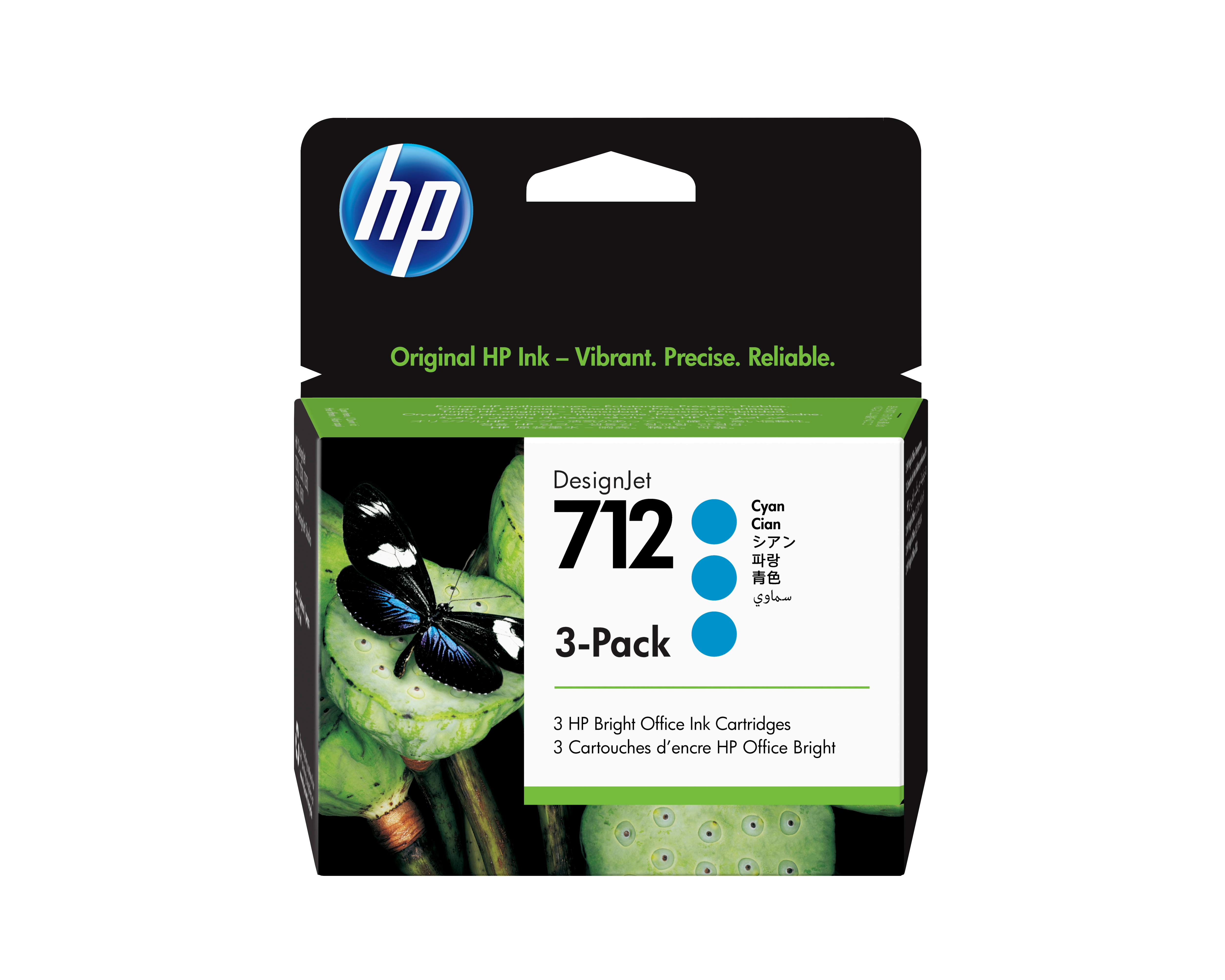 Комплект от 3 глави за HP DesignJet T200/T650/T630 Series - Ink - /712/ / 3ED77A - Cyan - 3-Pack - PN 3ED77A