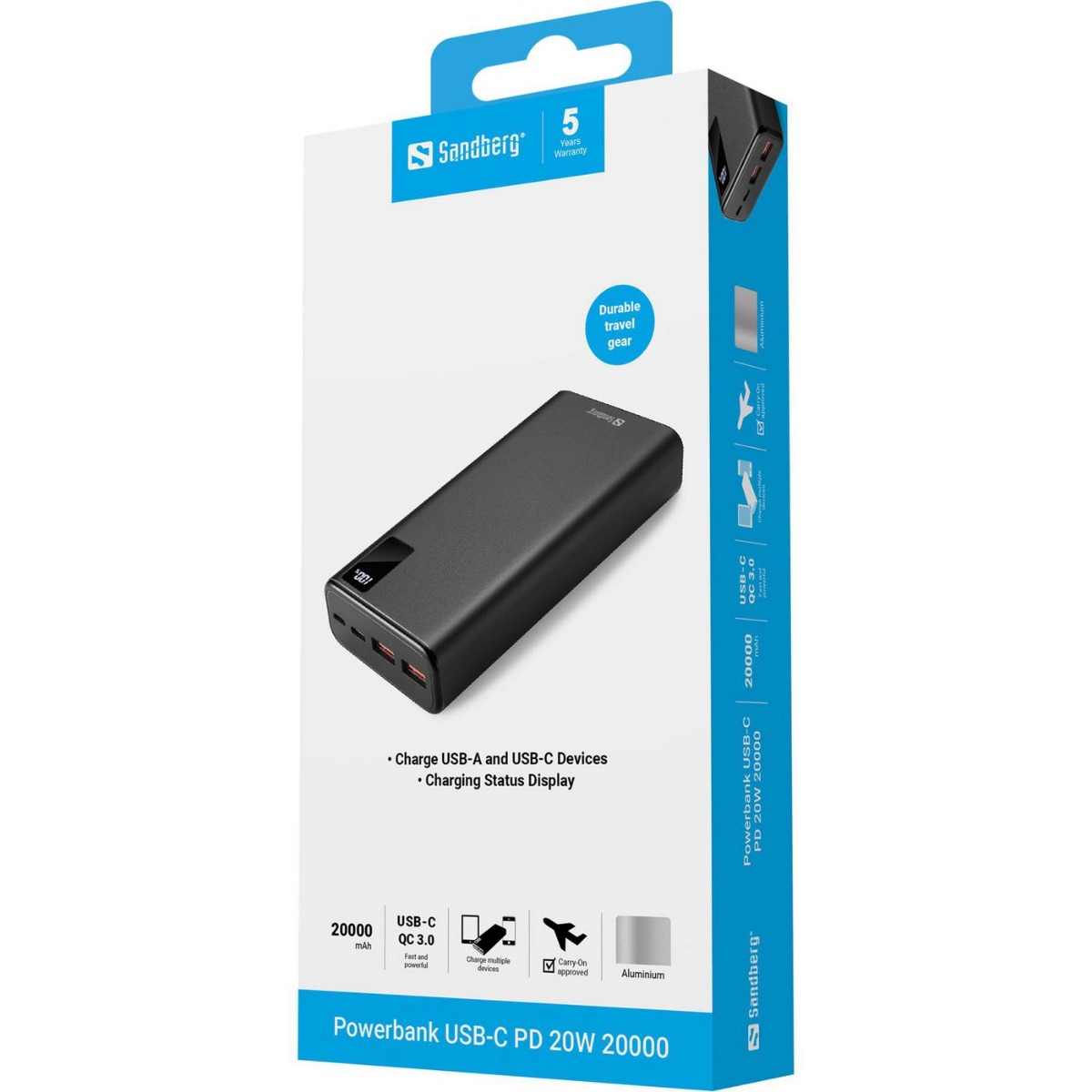 ПРЕНОСИМА БАТЕРИЯ SANDBERG 20000 mAh - Black - PN 420-59